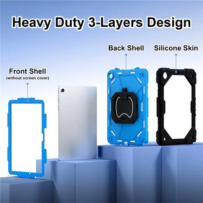 For Samsung Galaxy Tab A9+ Rugged Case Handle Kickstand Tablet Cover with Shoulder Strap