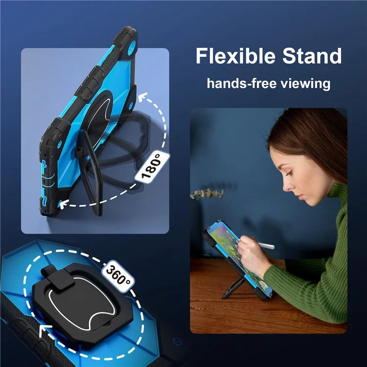 For Samsung Galaxy Tab A9+ Rugged Case Handle Kickstand Tablet Cover with Shoulder Strap