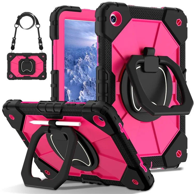 For Samsung Galaxy Tab A9+ Rugged Case Handle Kickstand Tablet Cover with Shoulder Strap