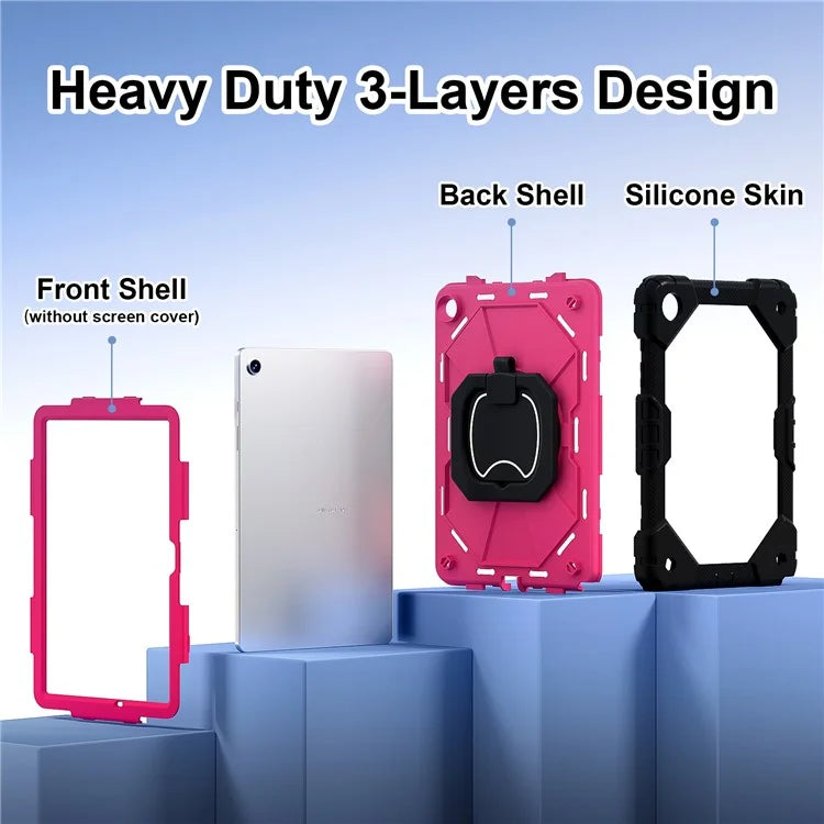For Samsung Galaxy Tab A9+ Rugged Case Handle Kickstand Tablet Cover with Shoulder Strap