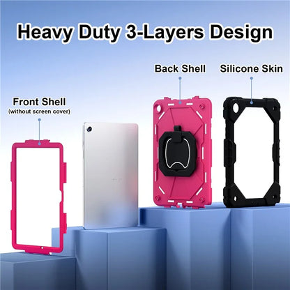 For Samsung Galaxy Tab A9+ Rugged Case Handle Kickstand Tablet Cover with Shoulder Strap