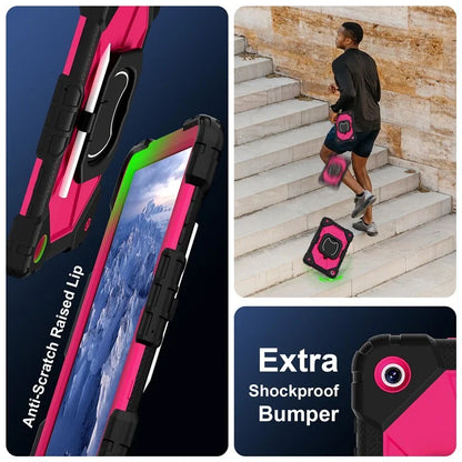 For Samsung Galaxy Tab A9+ Rugged Case Handle Kickstand Tablet Cover with Shoulder Strap
