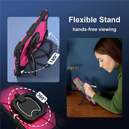 For Samsung Galaxy Tab A9+ Rugged Case Handle Kickstand Tablet Cover with Shoulder Strap