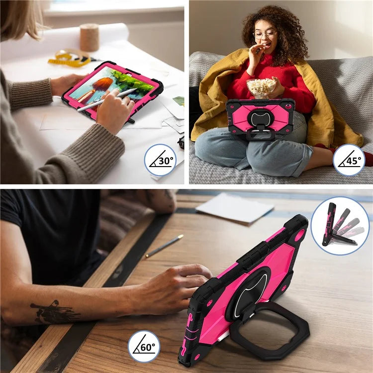 For Samsung Galaxy Tab A9+ Rugged Case Handle Kickstand Tablet Cover with Shoulder Strap