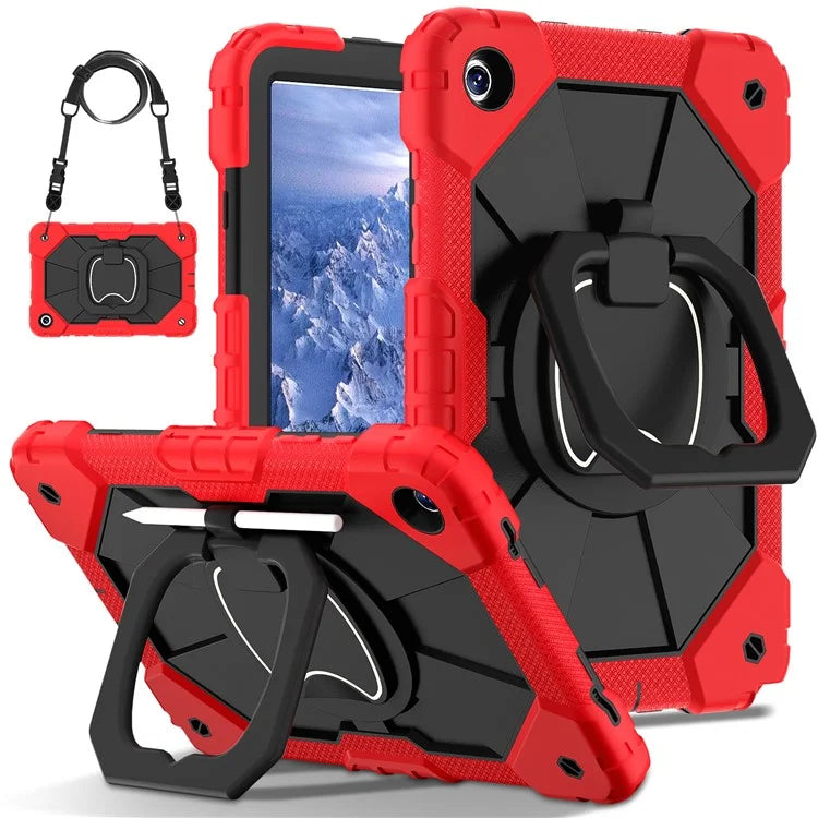 For Samsung Galaxy Tab A9+ Rugged Case Handle Kickstand Tablet Cover with Shoulder Strap