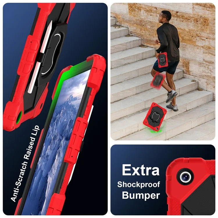 For Samsung Galaxy Tab A9+ Rugged Case Handle Kickstand Tablet Cover with Shoulder Strap