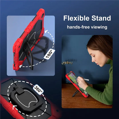 For Samsung Galaxy Tab A9+ Rugged Case Handle Kickstand Tablet Cover with Shoulder Strap