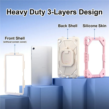 For Samsung Galaxy Tab A9+ Rugged Case Handle Kickstand Tablet Cover with Shoulder Strap