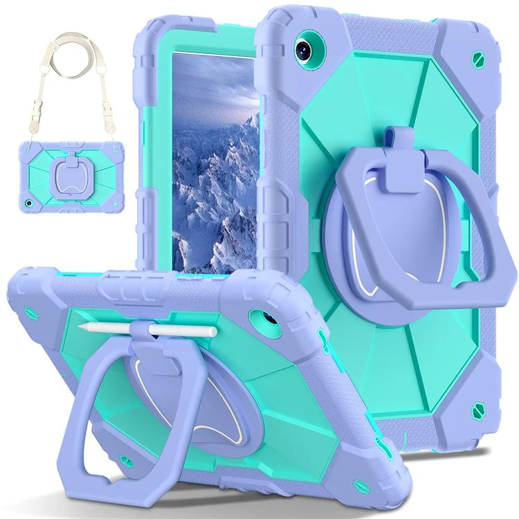 For Samsung Galaxy Tab A9+ Rugged Case Handle Kickstand Tablet Cover with Shoulder Strap