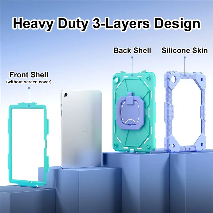 For Samsung Galaxy Tab A9+ Rugged Case Handle Kickstand Tablet Cover with Shoulder Strap