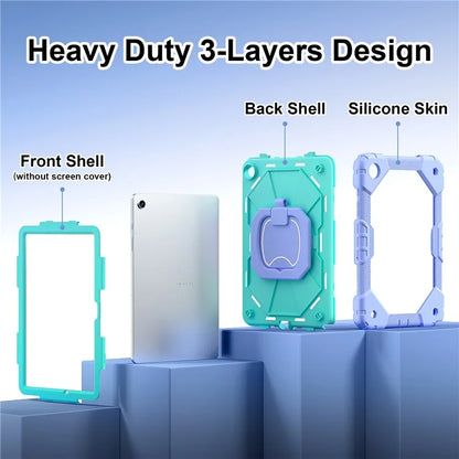 For Samsung Galaxy Tab A9+ Rugged Case Handle Kickstand Tablet Cover with Shoulder Strap