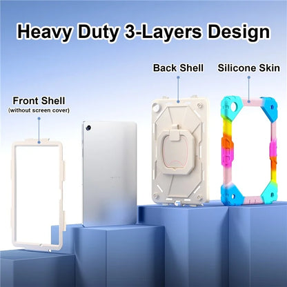 For Samsung Galaxy Tab A9+ Rugged Case Handle Kickstand Tablet Cover with Shoulder Strap