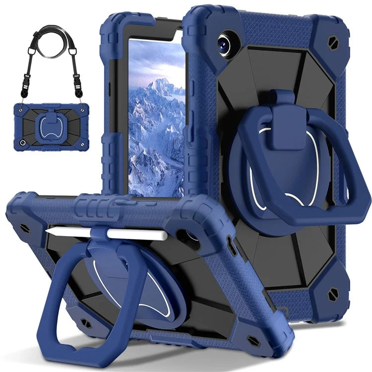 For Samsung Galaxy Tab A9 Kickstand Case PC+Silicone Tablet Cover with Shoulder Strap