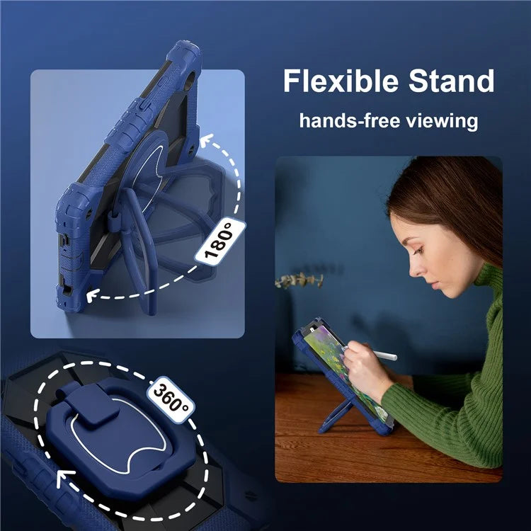 For Samsung Galaxy Tab A9 Kickstand Case PC+Silicone Tablet Cover with Shoulder Strap