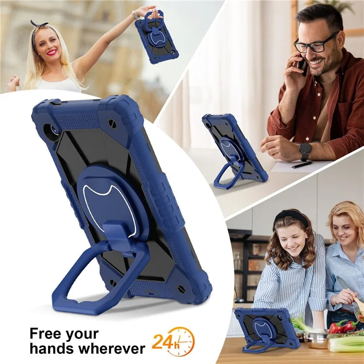 For Samsung Galaxy Tab A9 Kickstand Case PC+Silicone Tablet Cover with Shoulder Strap
