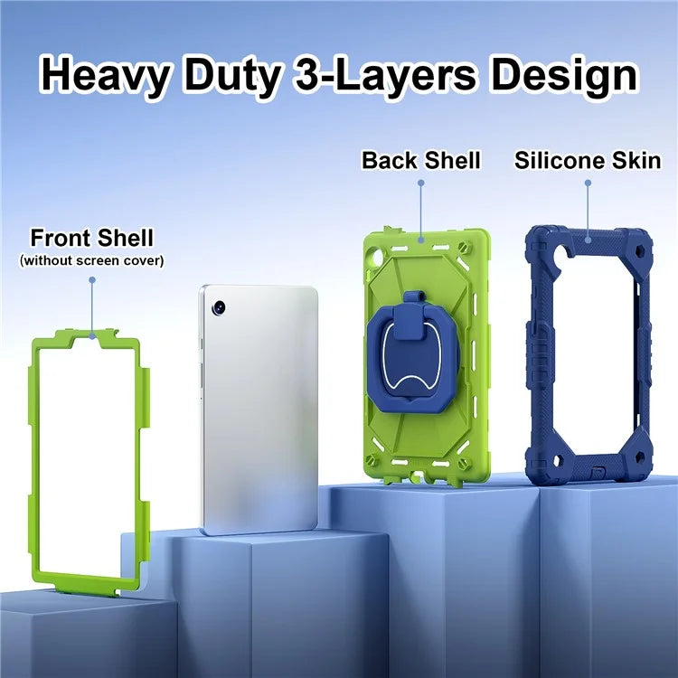 For Samsung Galaxy Tab A9 Kickstand Case PC+Silicone Tablet Cover with Shoulder Strap