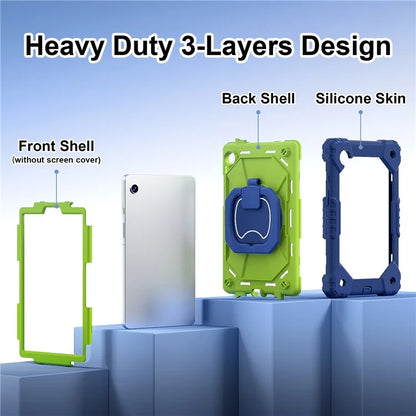 For Samsung Galaxy Tab A9 Kickstand Case PC+Silicone Tablet Cover with Shoulder Strap