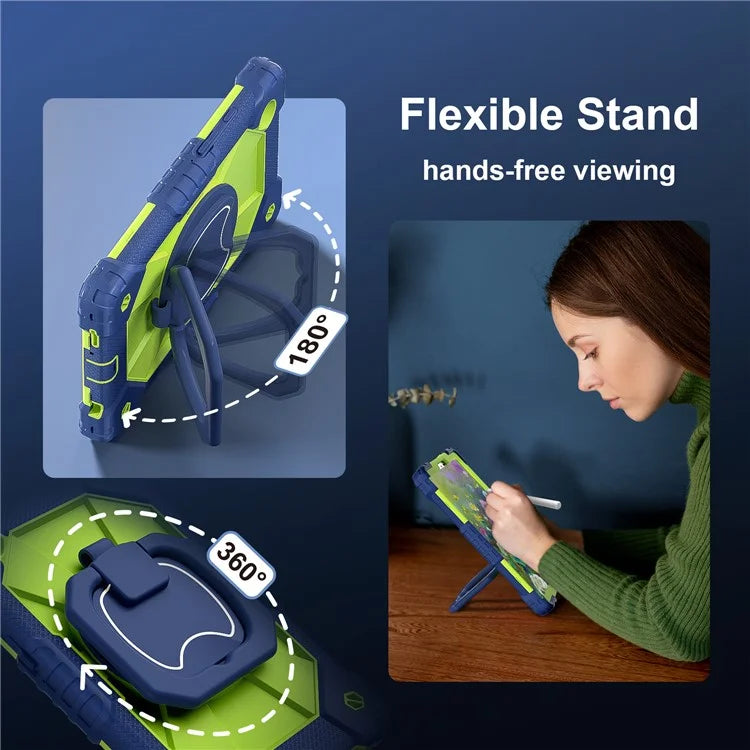 For Samsung Galaxy Tab A9 Kickstand Case PC+Silicone Tablet Cover with Shoulder Strap