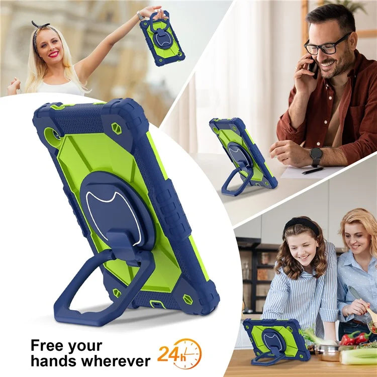 For Samsung Galaxy Tab A9 Kickstand Case PC+Silicone Tablet Cover with Shoulder Strap