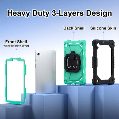 For Samsung Galaxy Tab A9 Kickstand Case PC+Silicone Tablet Cover with Shoulder Strap
