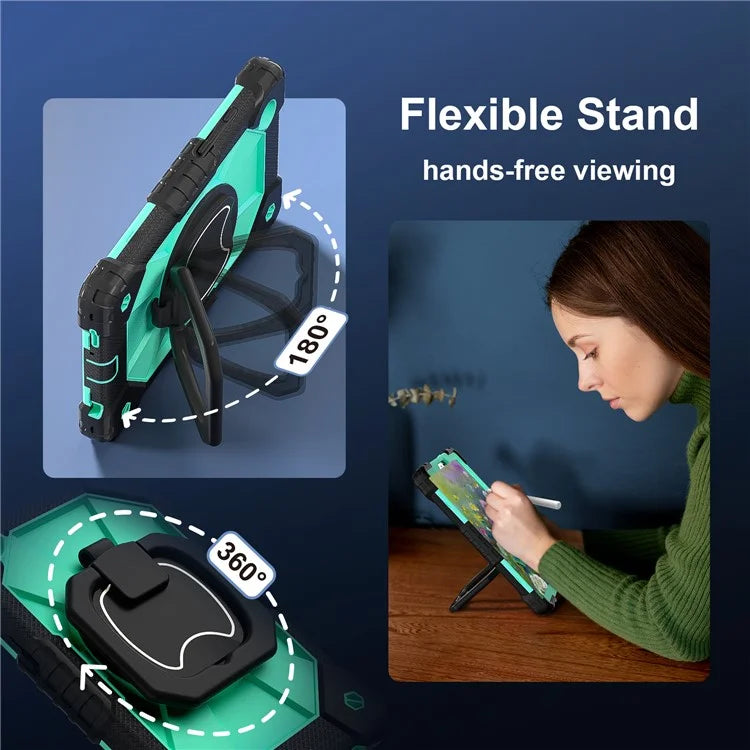 For Samsung Galaxy Tab A9 Kickstand Case PC+Silicone Tablet Cover with Shoulder Strap