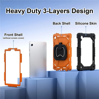For Samsung Galaxy Tab A9 Kickstand Case PC+Silicone Tablet Cover with Shoulder Strap