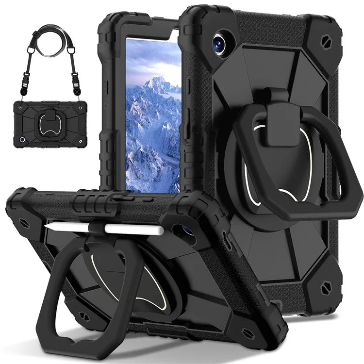 For Samsung Galaxy Tab A9 Kickstand Case PC+Silicone Tablet Cover with Shoulder Strap