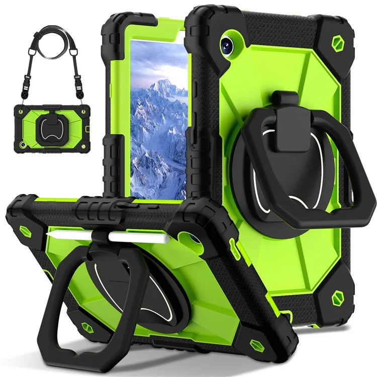 For Samsung Galaxy Tab A9 Kickstand Case PC+Silicone Tablet Cover with Shoulder Strap