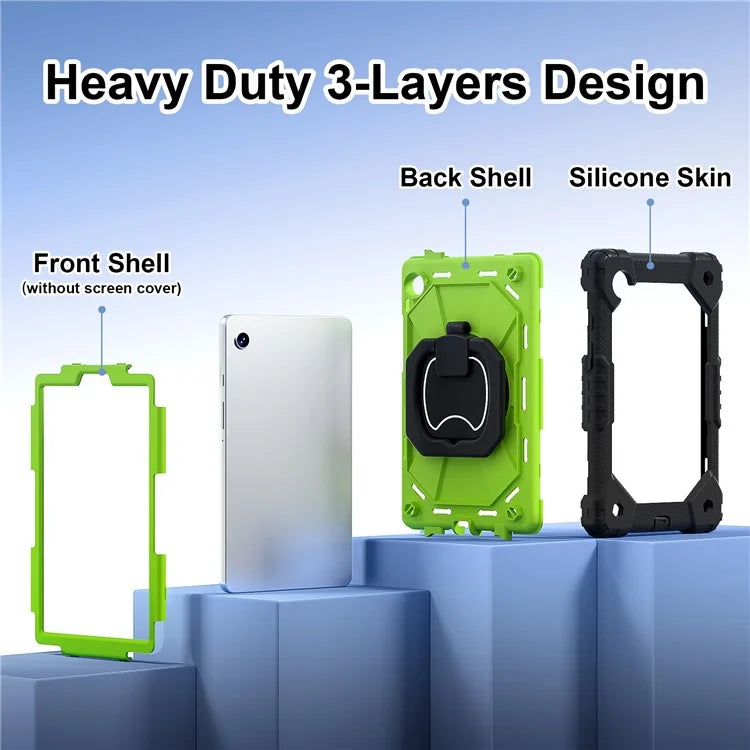 For Samsung Galaxy Tab A9 Kickstand Case PC+Silicone Tablet Cover with Shoulder Strap