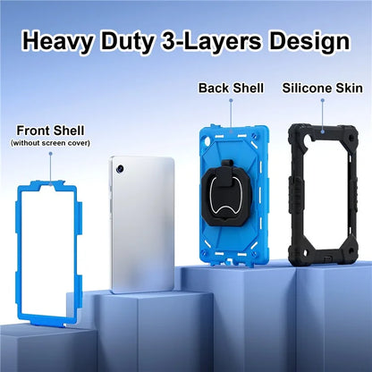 For Samsung Galaxy Tab A9 Kickstand Case PC+Silicone Tablet Cover with Shoulder Strap