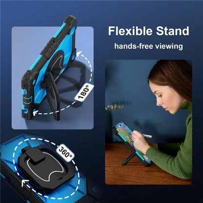 For Samsung Galaxy Tab A9 Kickstand Case PC+Silicone Tablet Cover with Shoulder Strap