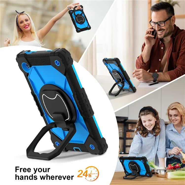 For Samsung Galaxy Tab A9 Kickstand Case PC+Silicone Tablet Cover with Shoulder Strap