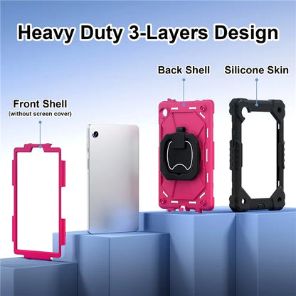 For Samsung Galaxy Tab A9 Kickstand Case PC+Silicone Tablet Cover with Shoulder Strap