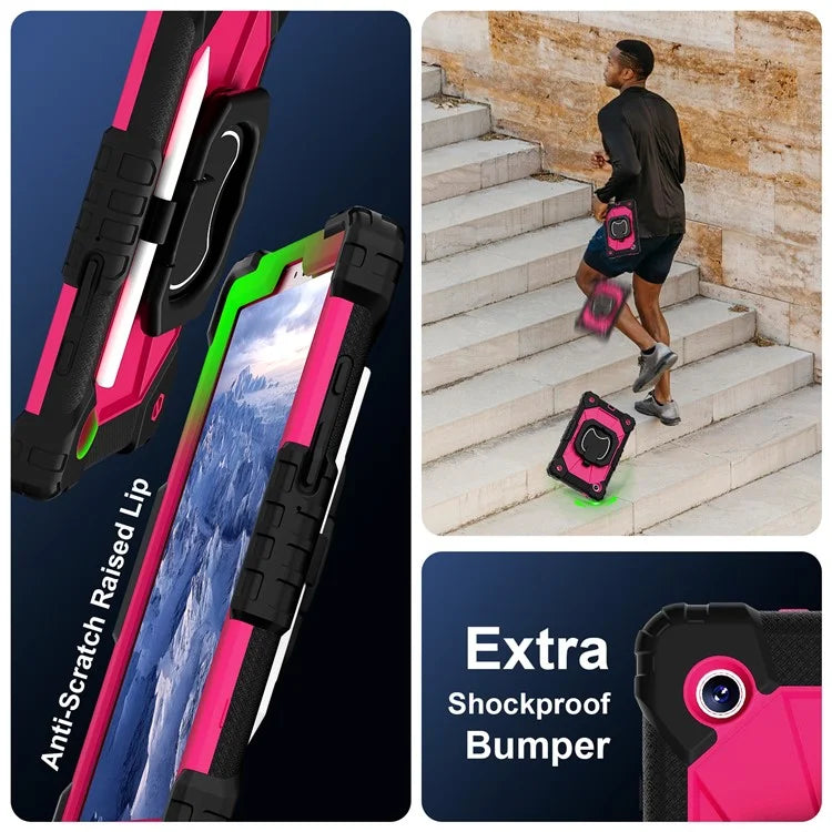 For Samsung Galaxy Tab A9 Kickstand Case PC+Silicone Tablet Cover with Shoulder Strap