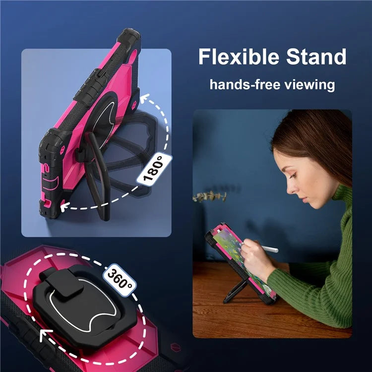 For Samsung Galaxy Tab A9 Kickstand Case PC+Silicone Tablet Cover with Shoulder Strap