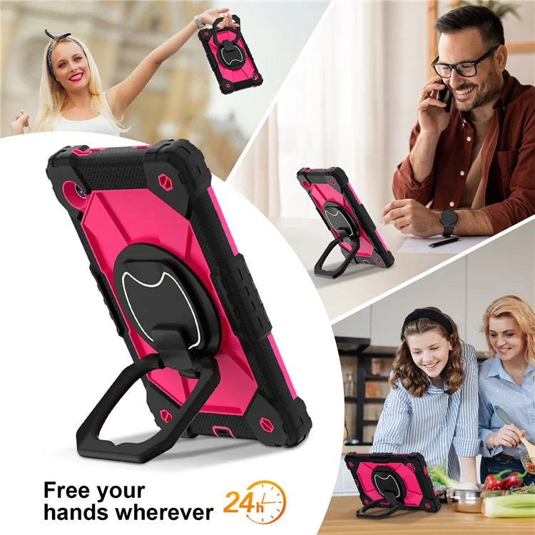 For Samsung Galaxy Tab A9 Kickstand Case PC+Silicone Tablet Cover with Shoulder Strap