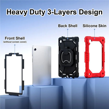 For Samsung Galaxy Tab A9 Kickstand Case PC+Silicone Tablet Cover with Shoulder Strap