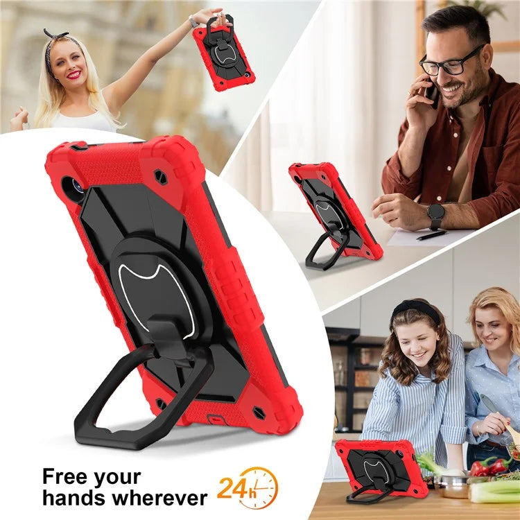 For Samsung Galaxy Tab A9 Kickstand Case PC+Silicone Tablet Cover with Shoulder Strap