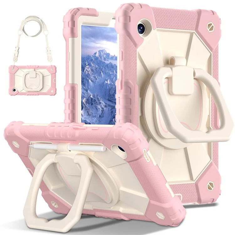 For Samsung Galaxy Tab A9 Kickstand Case PC+Silicone Tablet Cover with Shoulder Strap