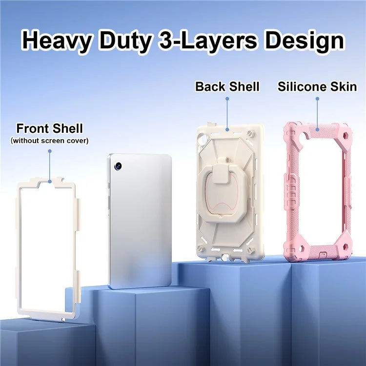 For Samsung Galaxy Tab A9 Kickstand Case PC+Silicone Tablet Cover with Shoulder Strap