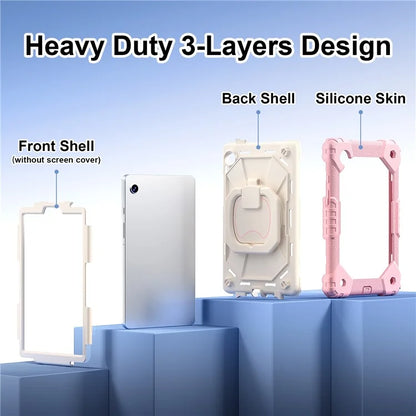 For Samsung Galaxy Tab A9 Kickstand Case PC+Silicone Tablet Cover with Shoulder Strap