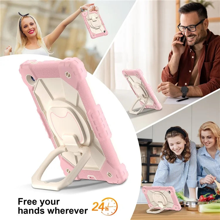 For Samsung Galaxy Tab A9 Kickstand Case PC+Silicone Tablet Cover with Shoulder Strap