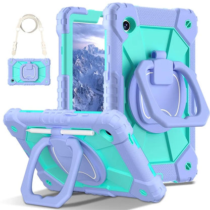 For Samsung Galaxy Tab A9 Kickstand Case PC+Silicone Tablet Cover with Shoulder Strap