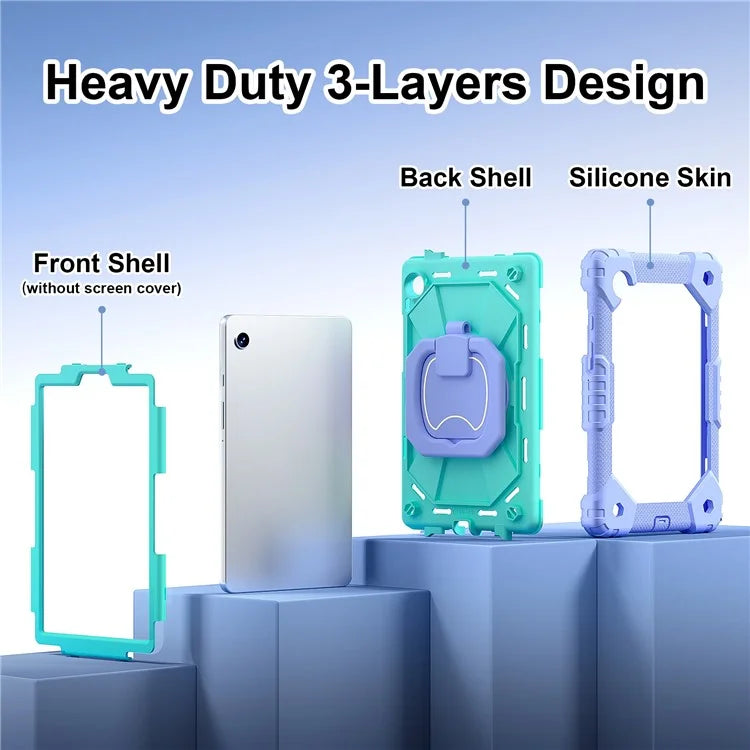 For Samsung Galaxy Tab A9 Kickstand Case PC+Silicone Tablet Cover with Shoulder Strap