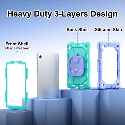 For Samsung Galaxy Tab A9 Kickstand Case PC+Silicone Tablet Cover with Shoulder Strap