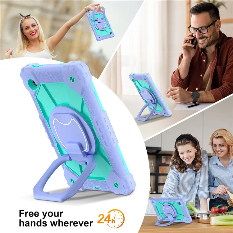 For Samsung Galaxy Tab A9 Kickstand Case PC+Silicone Tablet Cover with Shoulder Strap