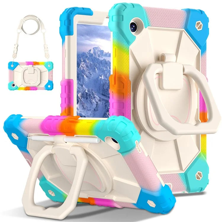 For Samsung Galaxy Tab A9 Kickstand Case PC+Silicone Tablet Cover with Shoulder Strap