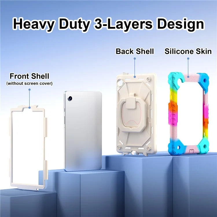 For Samsung Galaxy Tab A9 Kickstand Case PC+Silicone Tablet Cover with Shoulder Strap