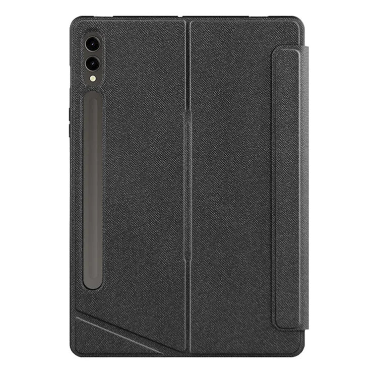 For Samsung Galaxy Tab S9 FE+ PU Leather Case + Detachable Touchpad Bluetooth Keyboard with Backlight