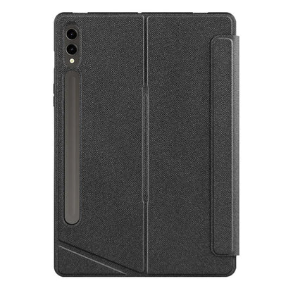 For Samsung Galaxy Tab S9 FE+ PU Leather Case + Detachable Touchpad Bluetooth Keyboard with Backlight